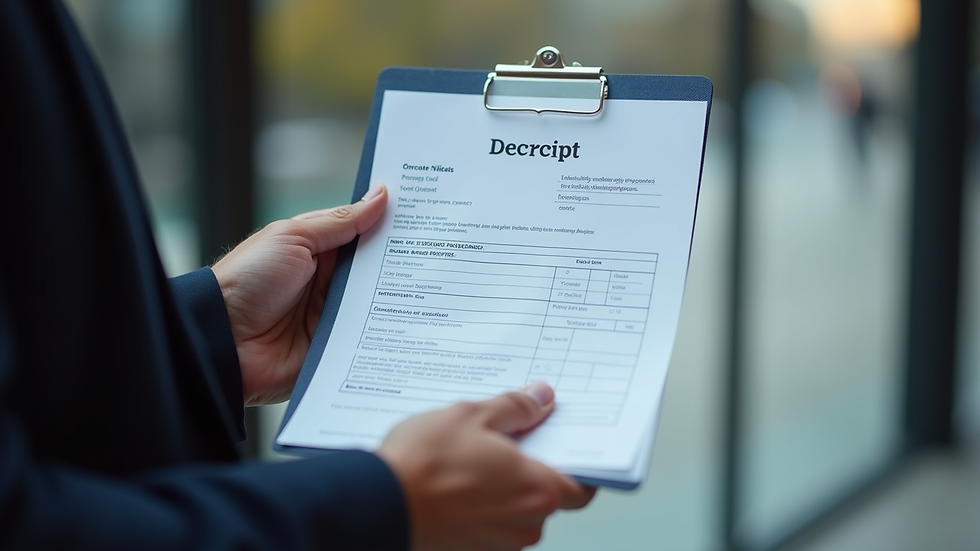 Close-up of a legal courier holding a document with a receipt form
