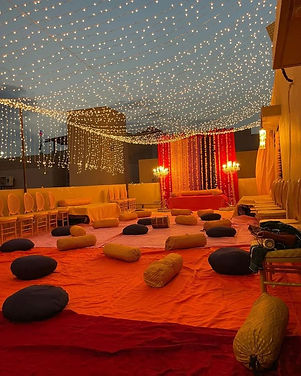 Stylish and cozy setup with warm lighting and seating, organized by Pstar Entertainment for private gathering