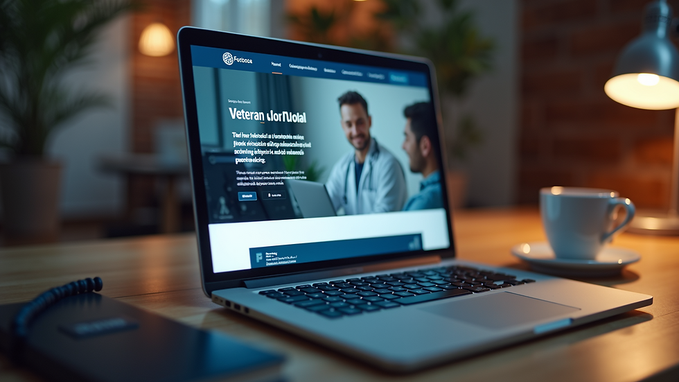 Close-up of a laptop screen showing a veteran job portal website