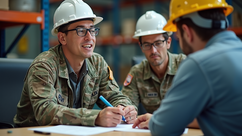 Close-up view of a veteran receiving job training assistance
