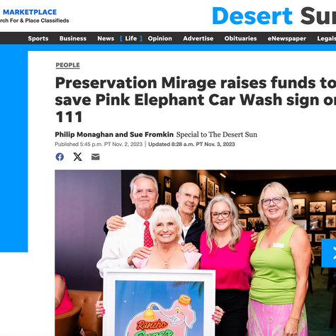 Preservation Mirage raises funds to save Pink Elephant Car Wash sign on 111