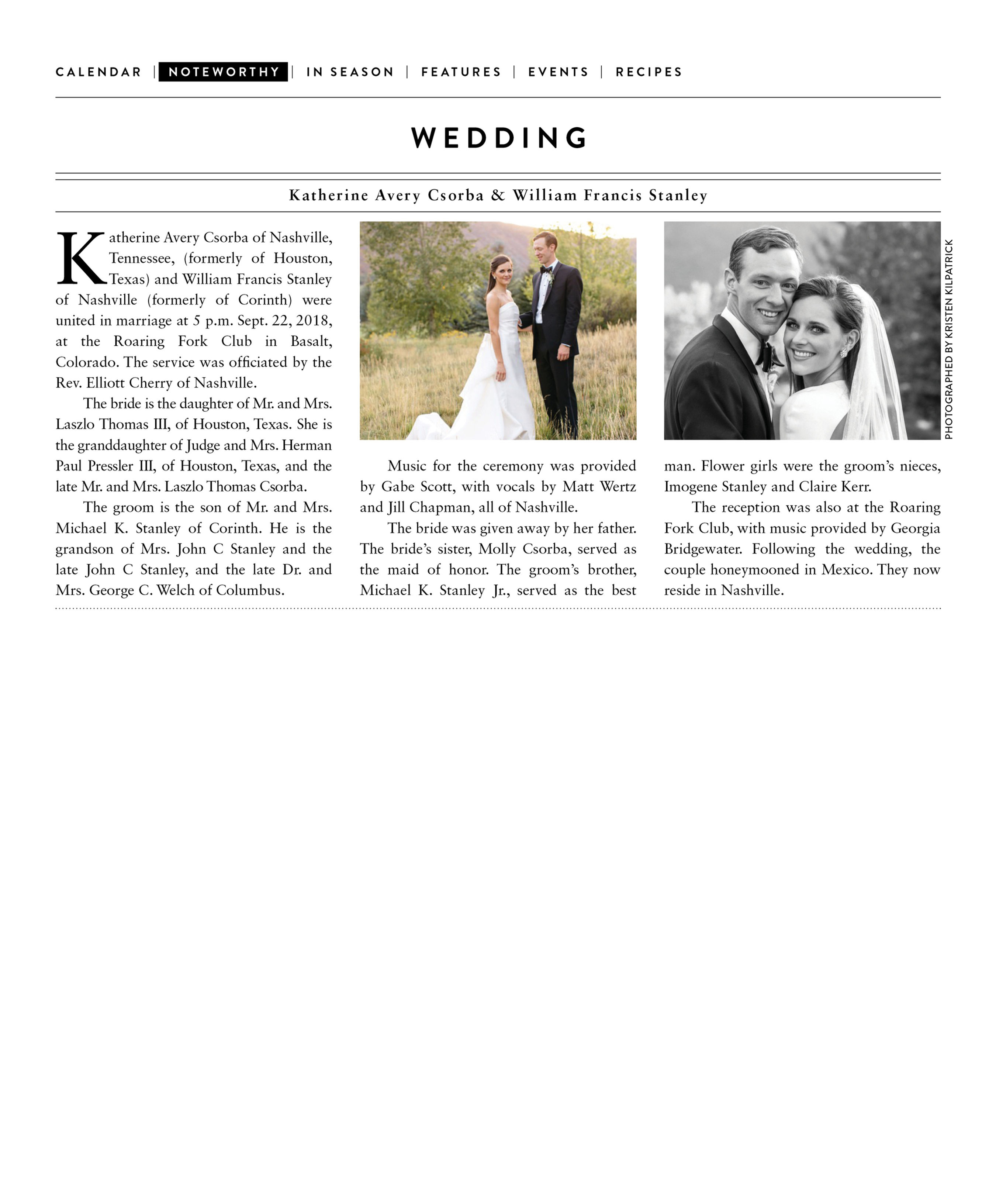 Half Page Wedding Announcement