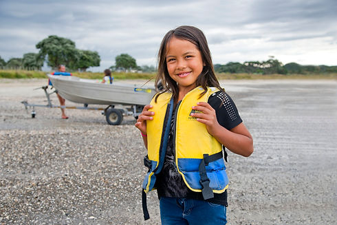 girl wearing a life jacket