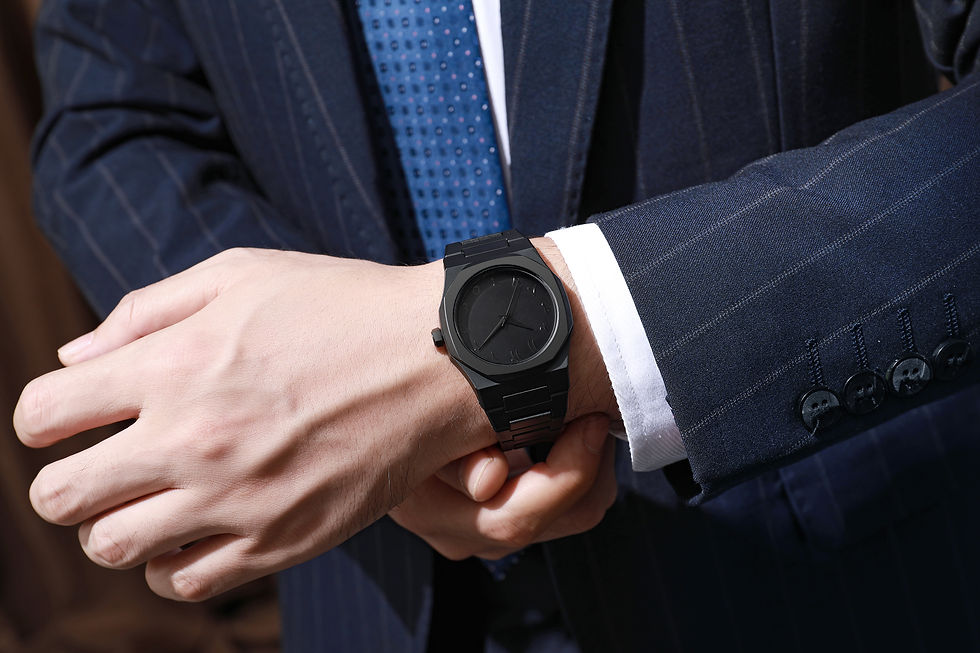 Thumbnail: Eclipse Stealth: Men’s Minimalist All-Black Quartz Watch – Matte Noir Design