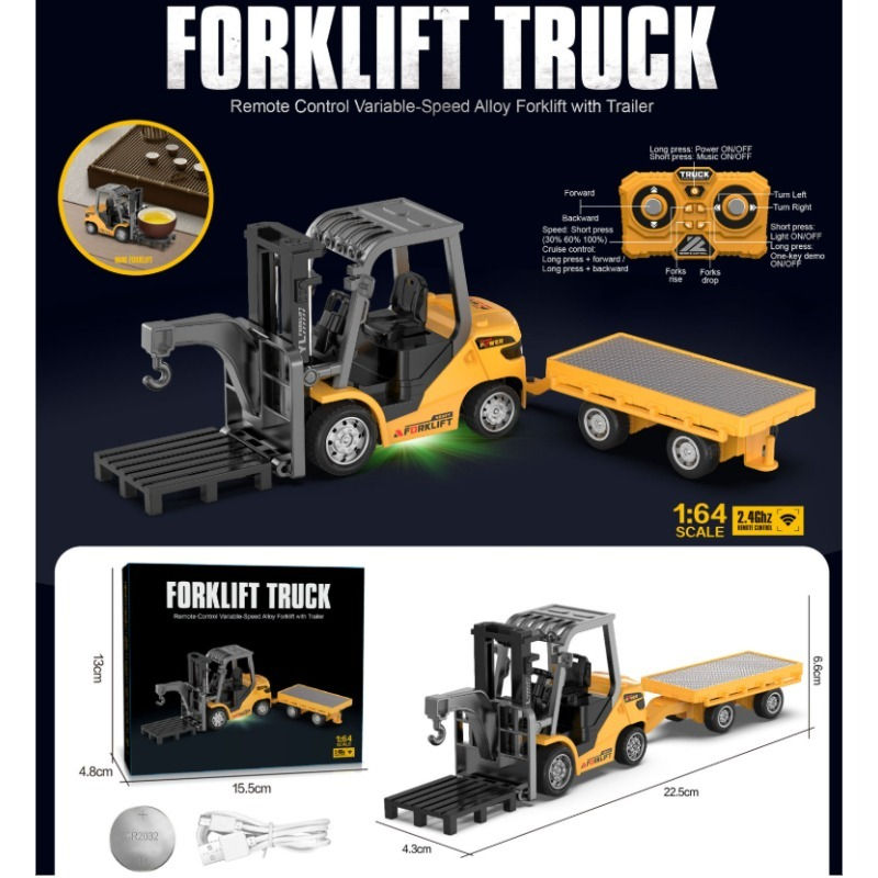 Thumbnail: ProBuild 1:64 RC Mini Alloy Forklift & Excavator Set – 2.4GHz Desktop Engineer
