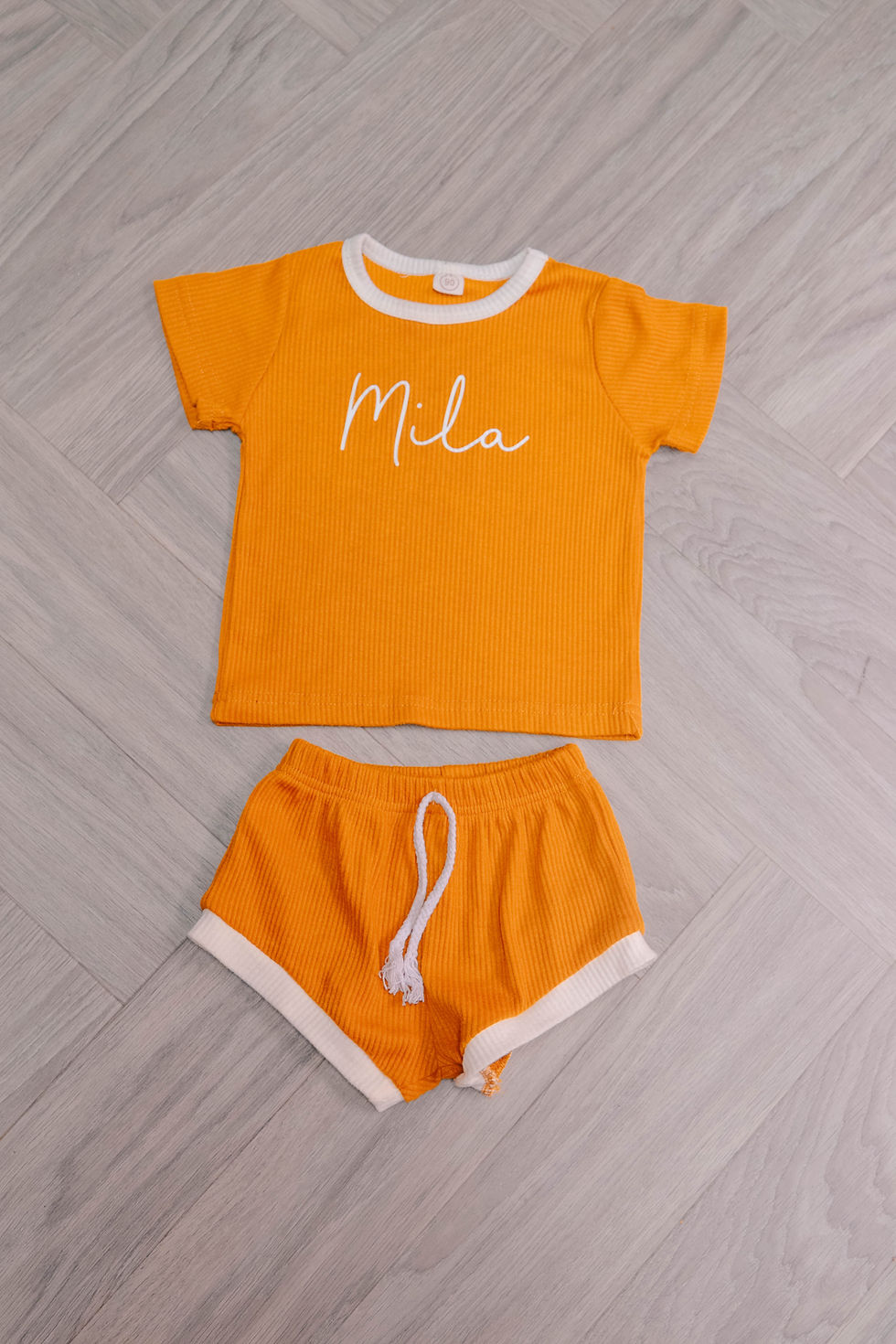 Mustard Short Ribbed Lounge Set
