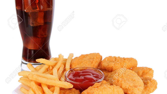 Chicken Nuggets, Chips & Can of Coke