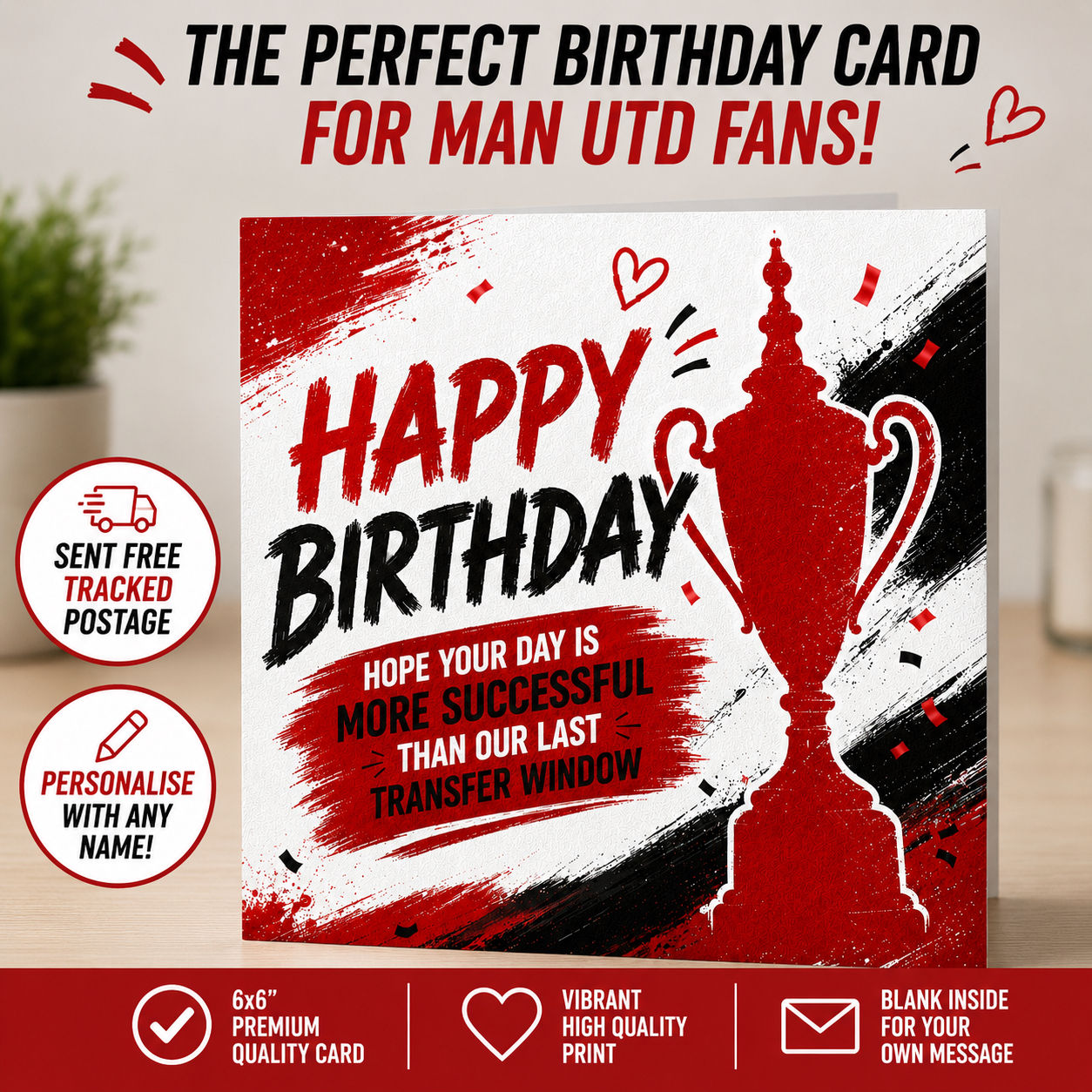 Man Utd Birthday Card | Football Fan Birthday Card | Funny Man United Supporter