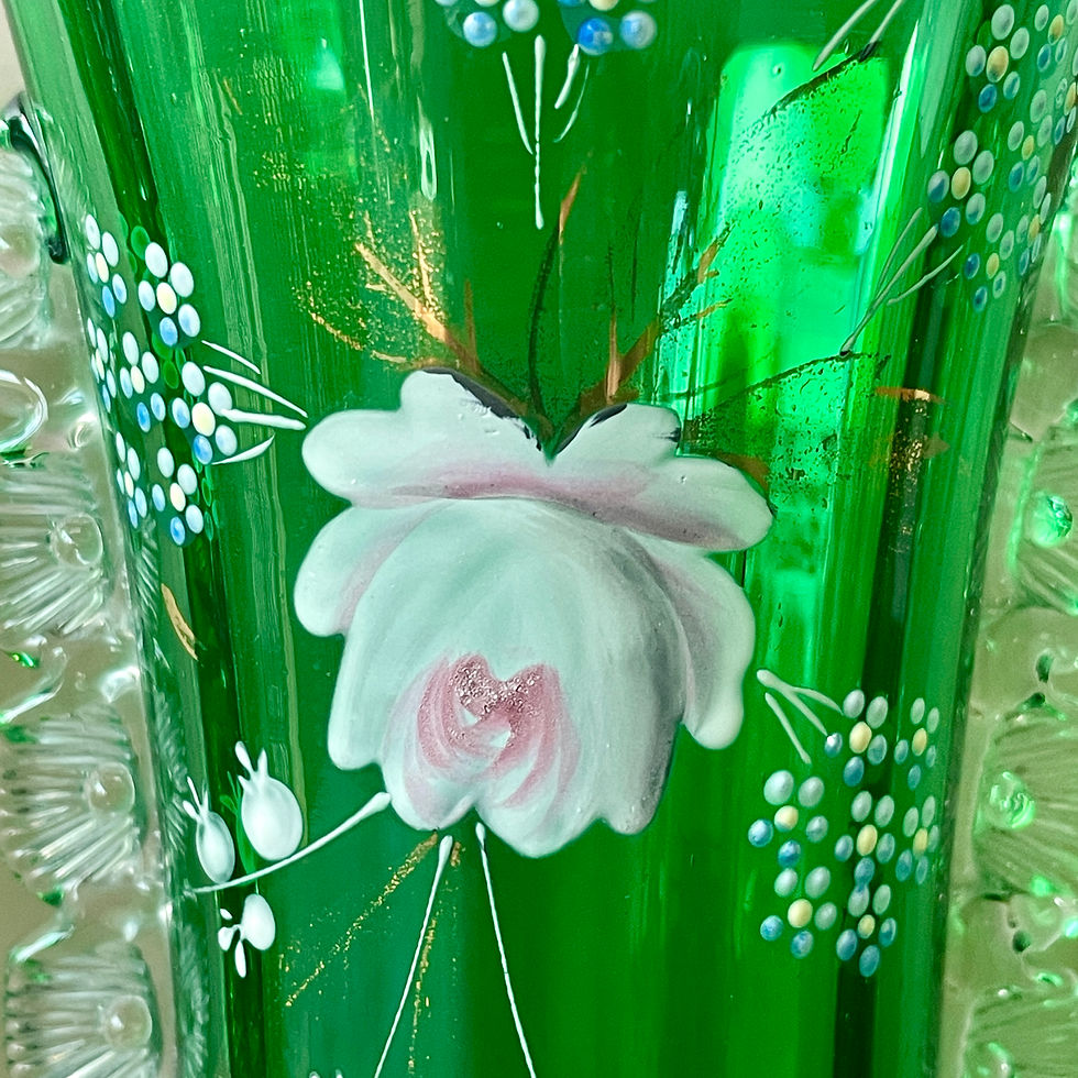 Thumbnail: Pair of Beautiful Green Glass Vases