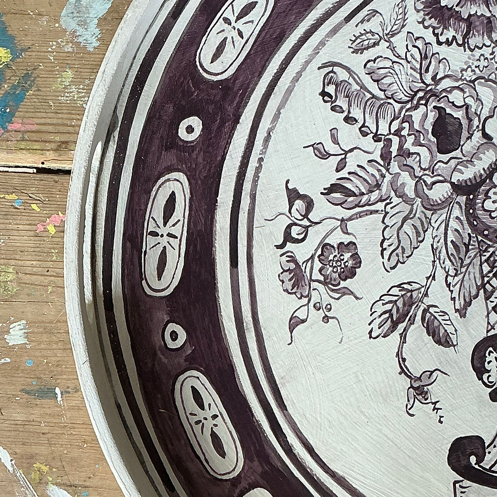 Thumbnail: Floral Vase Delft Tray Plum 