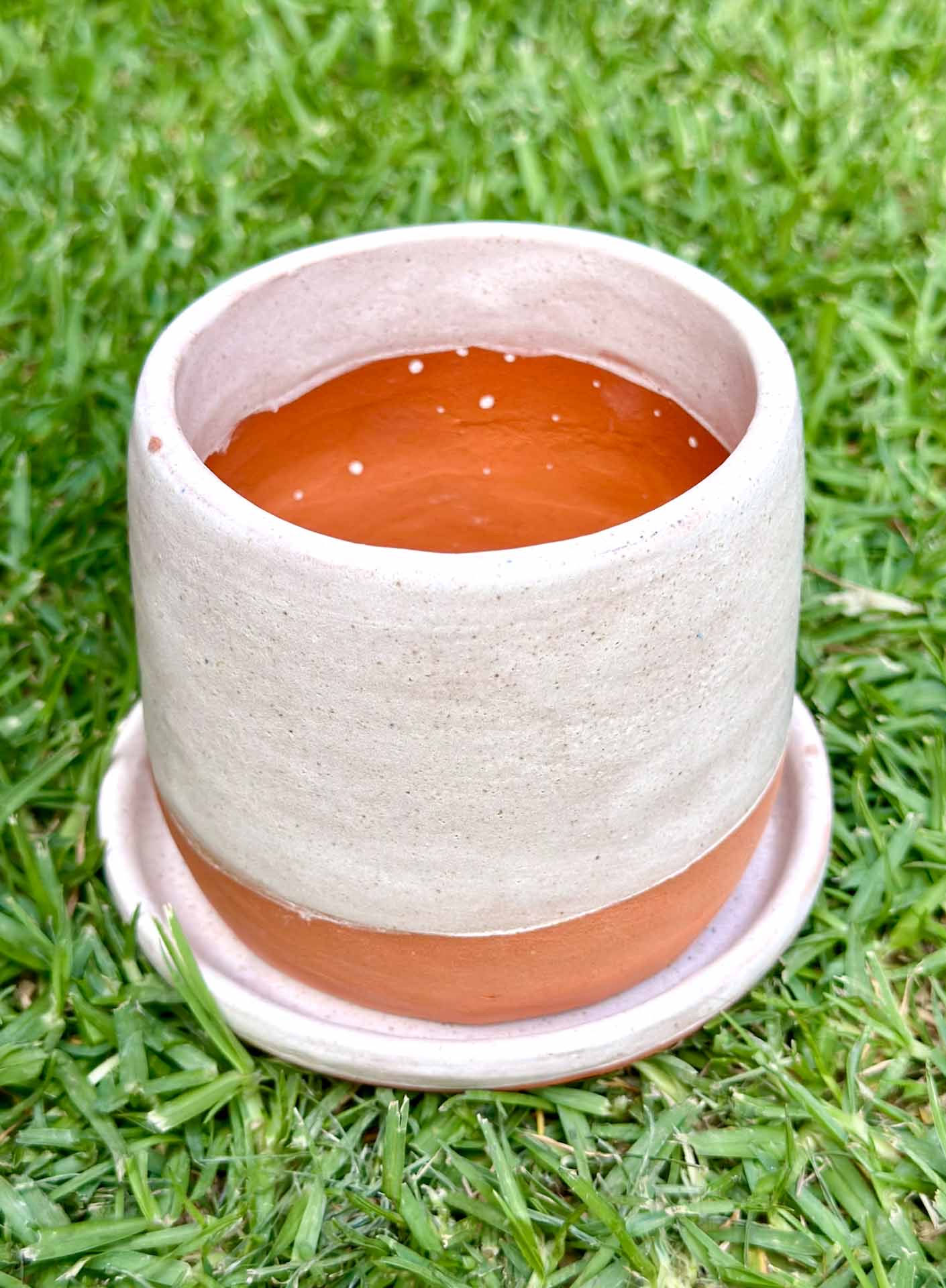 Plant Pot - Handmade Glazed Terracotta, White