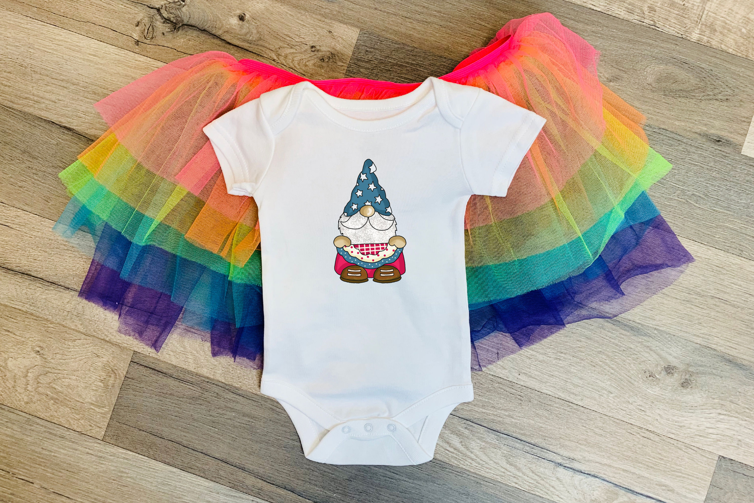 All American Gnome with Bunting Onesie for Baby