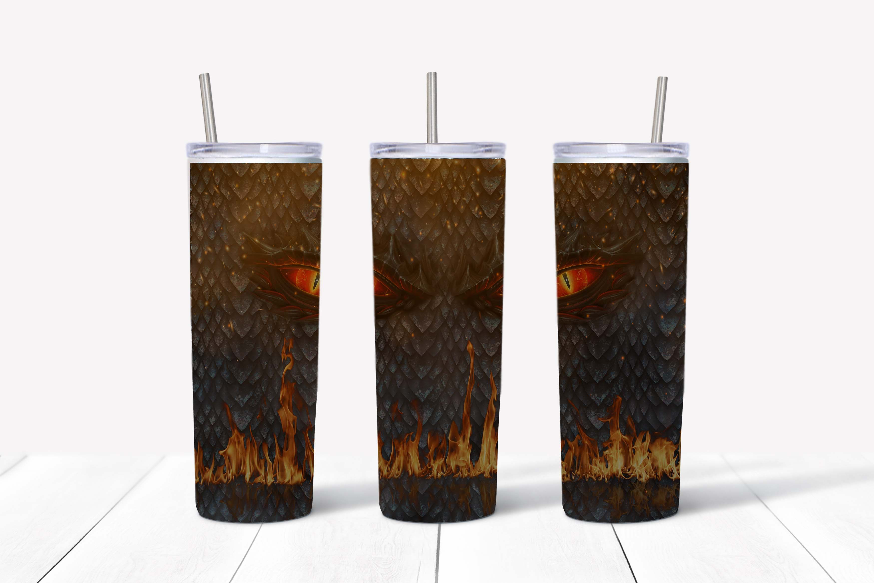 Orange Flaming Mouth Dragon Tumbler