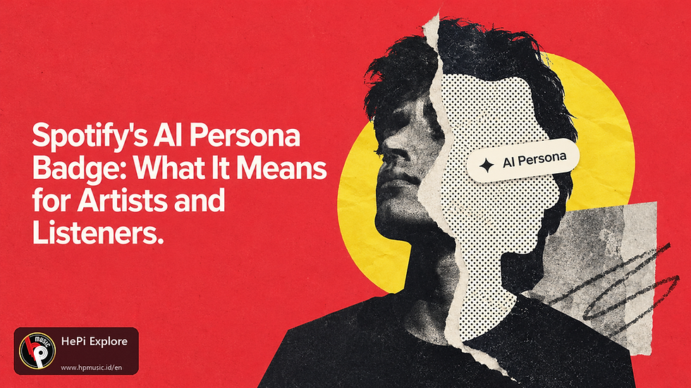 AI Persona badge — HP Music editorial visual