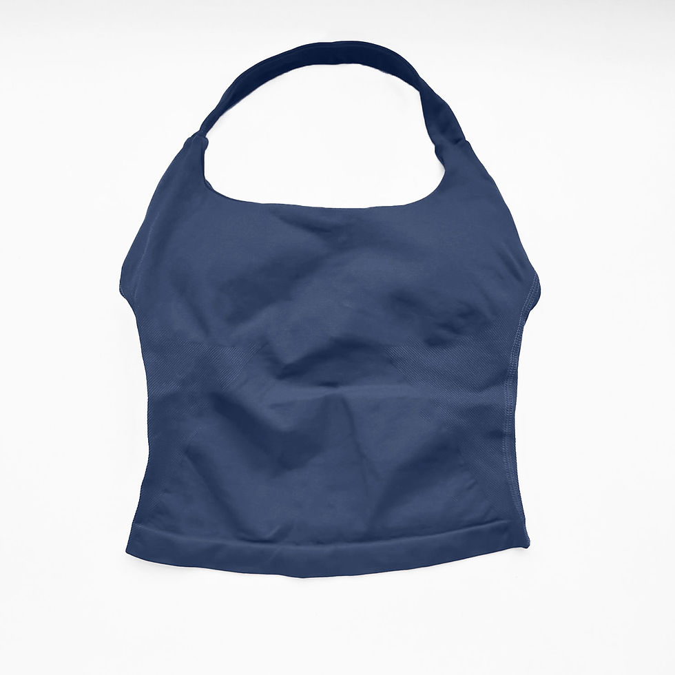 Thumbnail: Gym Halter Top Woman longline strappy tank Padded yoga clothing Fitness