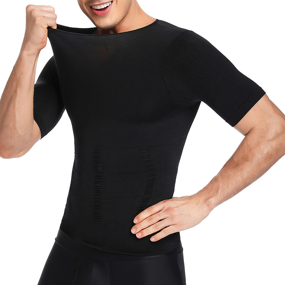 Thumbnail: 2PCS Men's Body Shaper Slimming Vest T-Shirt Elastic Slim Shapewear Compression 