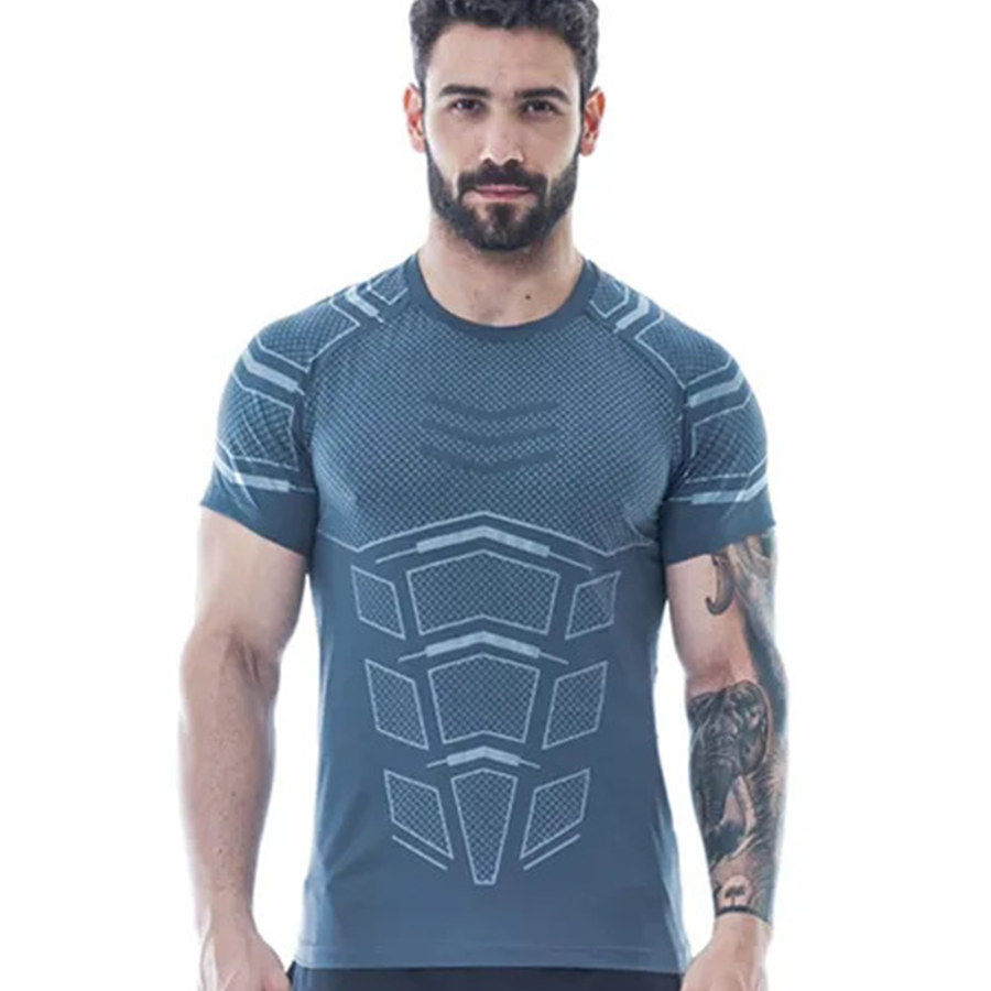 Thumbnail: Compression Quick dry T-shirt Men Running Sport Skinny Short Tee Shirt Male Gym 