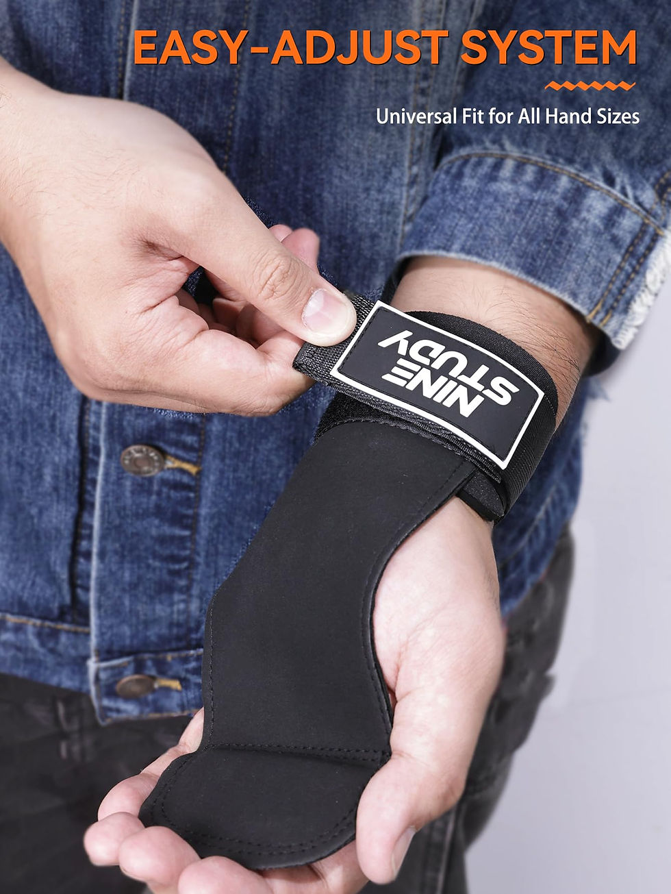 Thumbnail: 1pair Cowhide Gym Gloves Grips