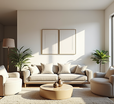 A bright, modern living room in Augusta, GA, showcasing professional deep cleaning results