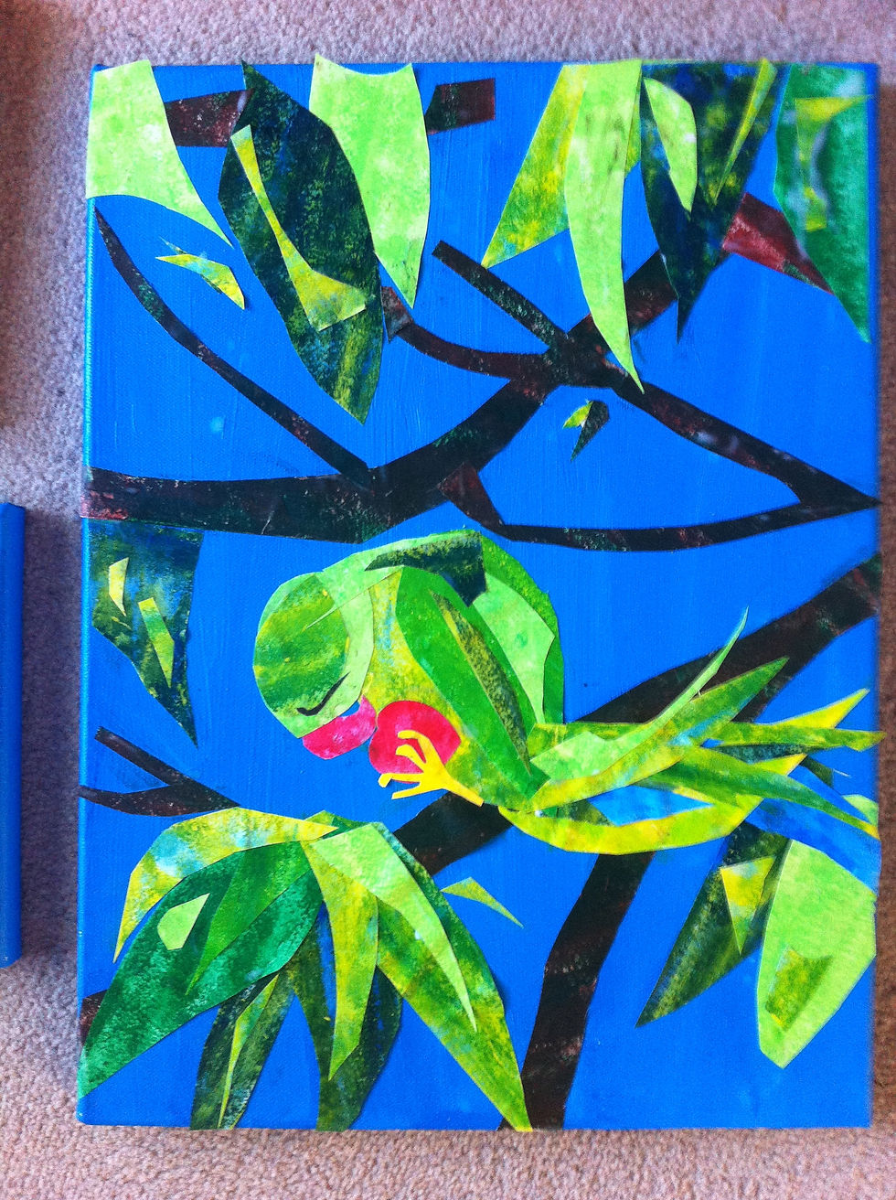 green parakeet and cherry