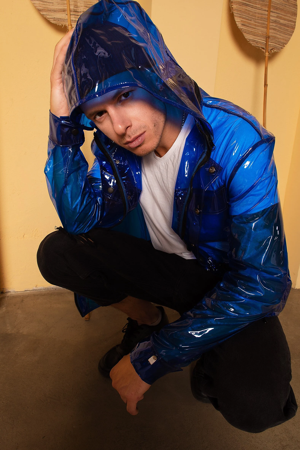 Thumbnail: Men's sporty raincoat! With removable hood! Transparent jacket