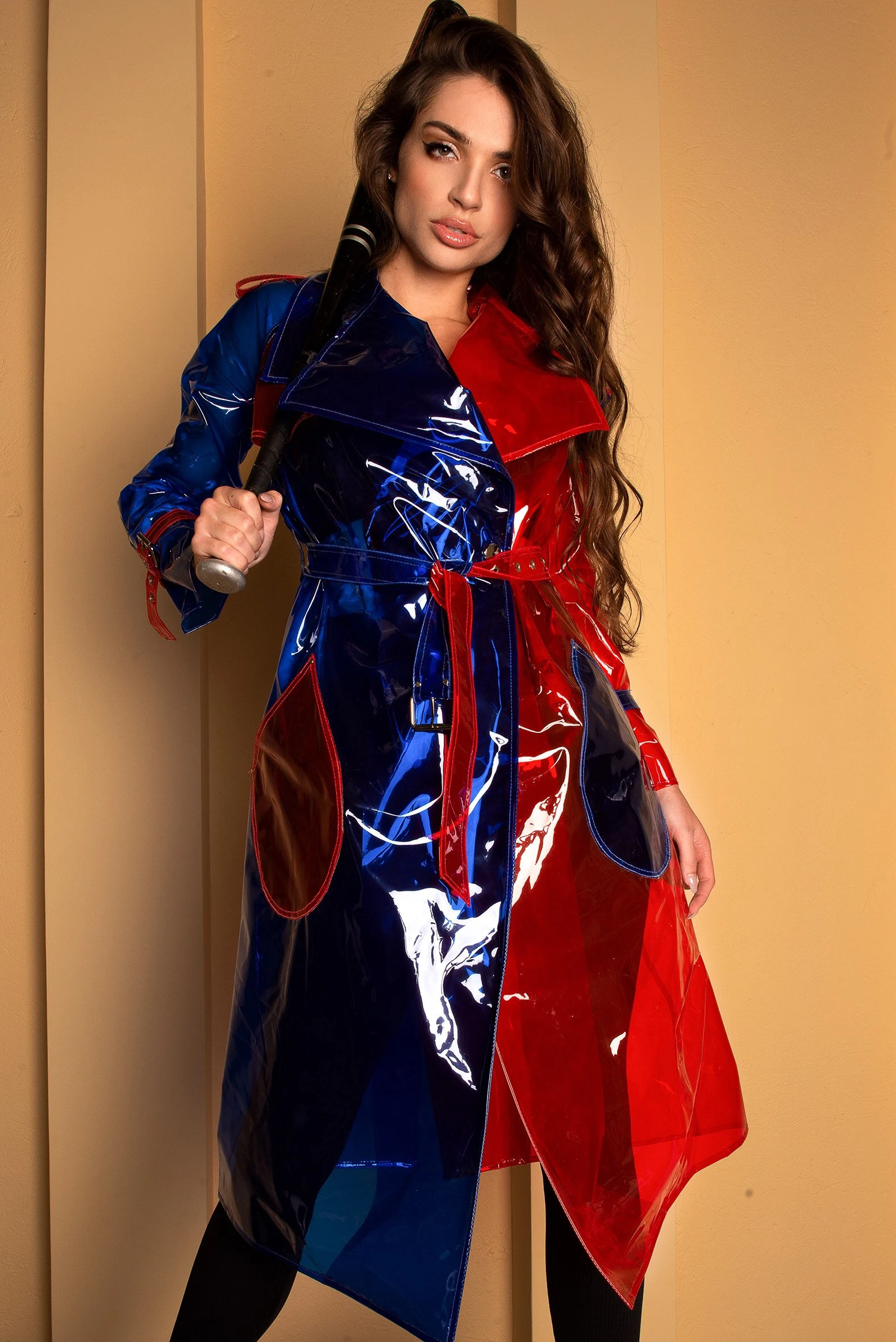 Сексі тренч у стилі Харлі Квін. Вініловий жіночий плащ