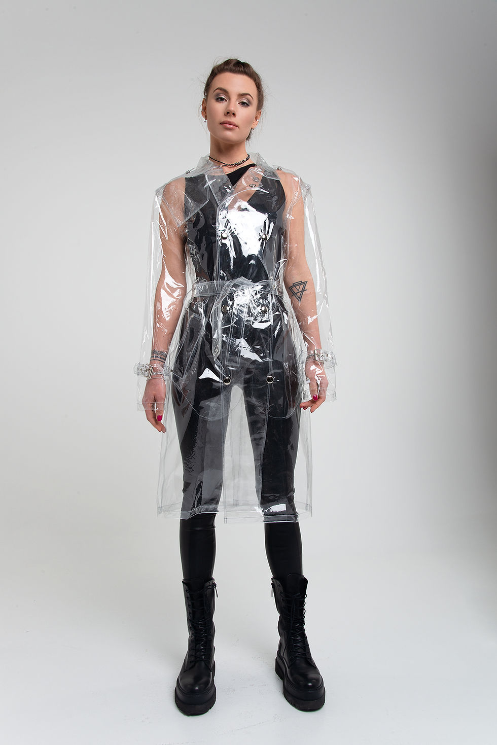 Thumbnail: Transparent woman's trench raincoat without edging. Women's blazer