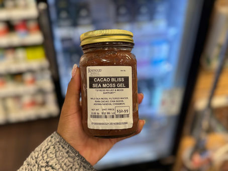 Cacao Bliss Sea Moss Gel at Rosewood Market: Stress relief + mood support