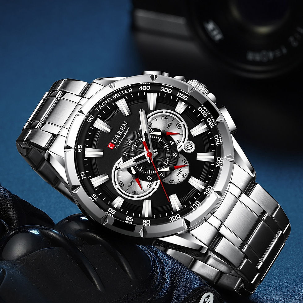 Miniature : Chronograph Men's Watches Stainless Steel Band Wristwatch Dial Quartz