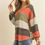 Thumbnail: Rib Multicolor Stripes V-Neck Puff Sleeves Top