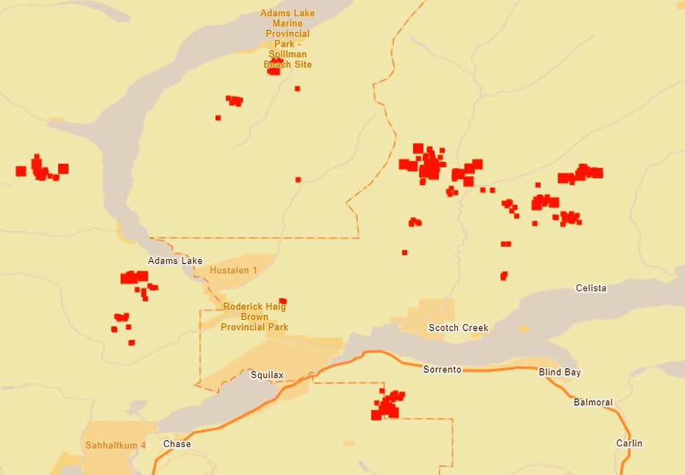 Shuswap spot fires September 17th 2023