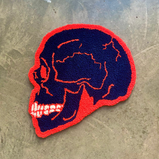 skull - orange/blue.