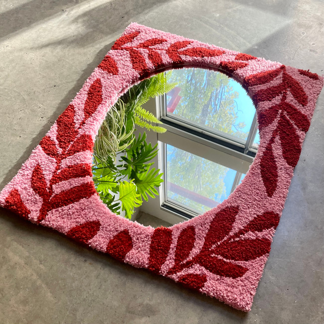 olive branch mirror - rust/pink.