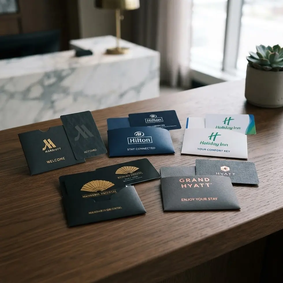Premium personalized room key card holder for hotels