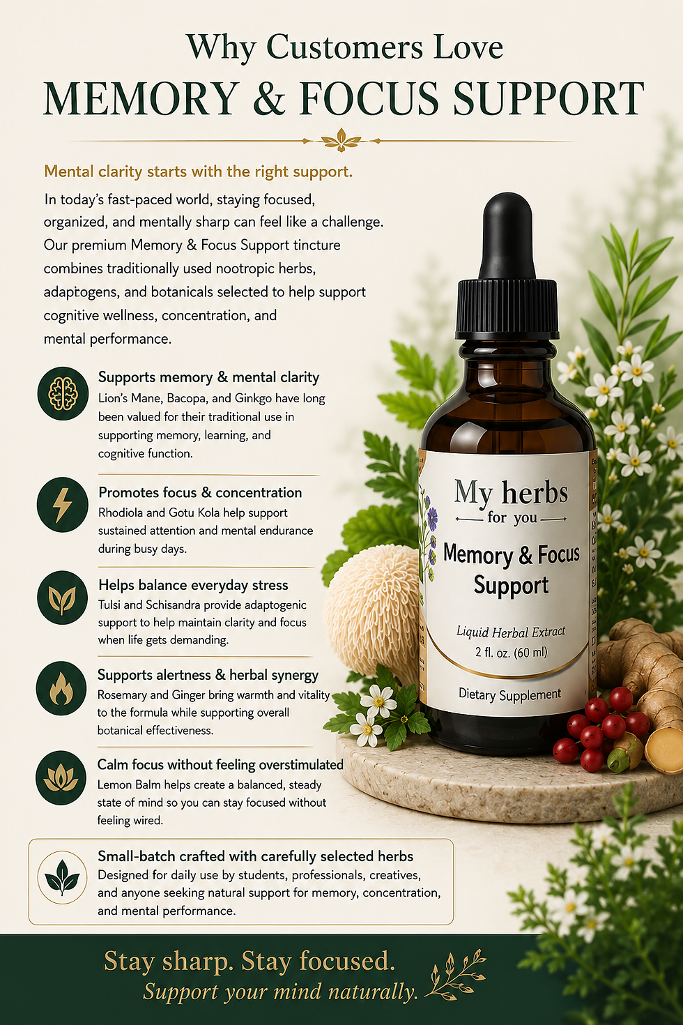 Thumbnail: MEMORY & FOCUS SUPPORT Tincture, Organic