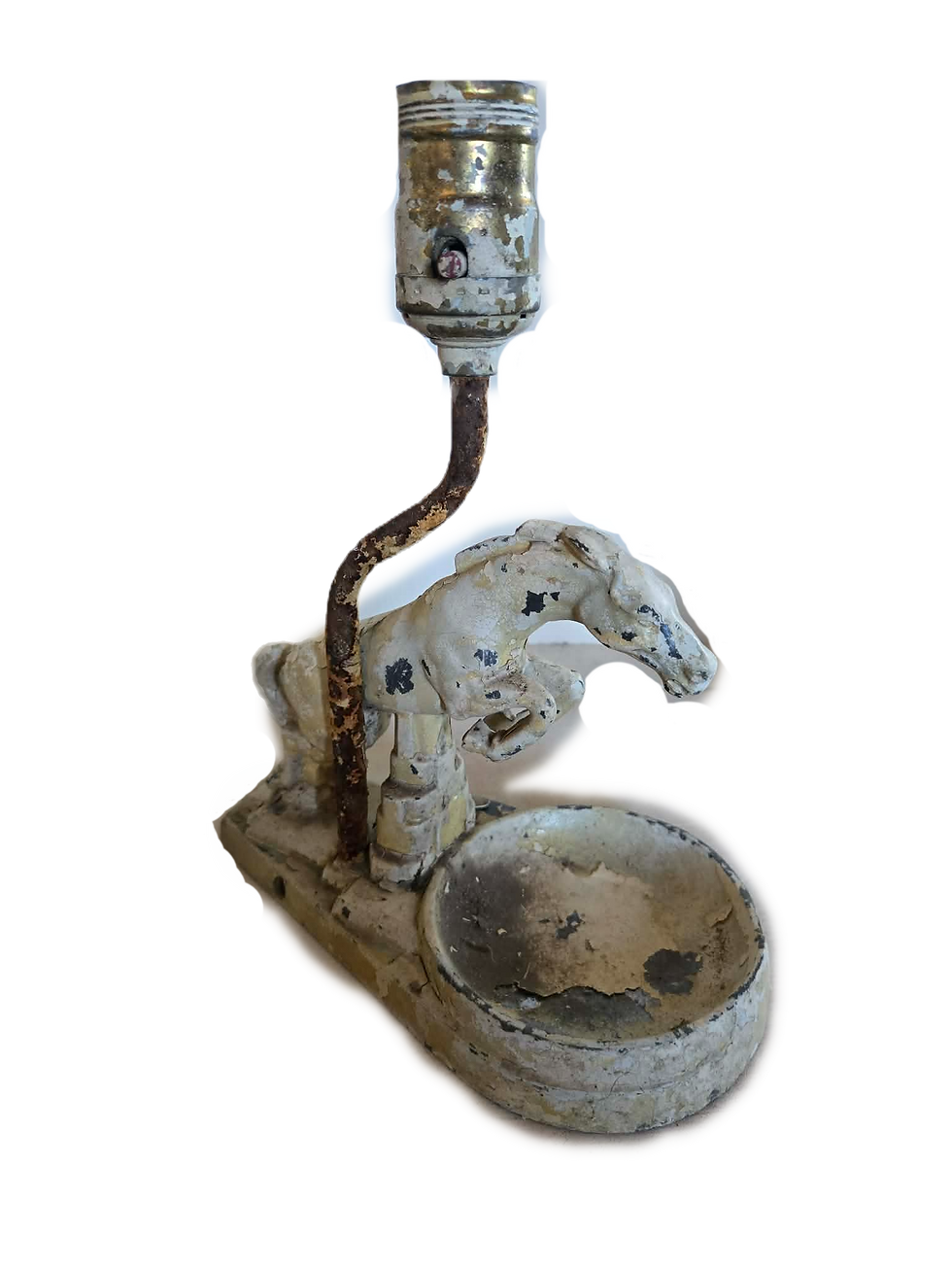 Thumbnail: Vintage Cast Iron Table Lamp Ashtray