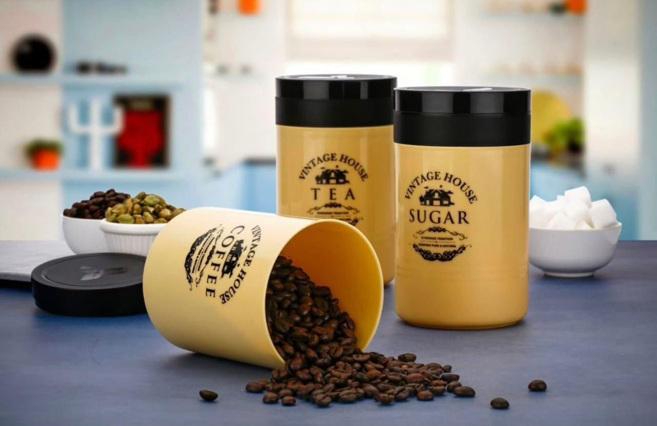 Plastic Tea Coffee & Sugar Container - 800 ml (Pack of 3)
