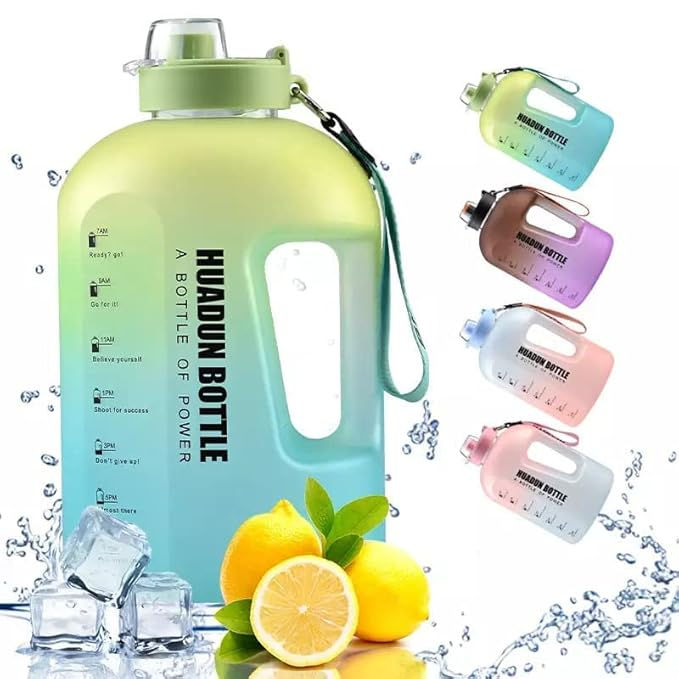 Water Bottle with Time Markings - 2.2 Litre BPA Free Drinking Bottle Leak Proof