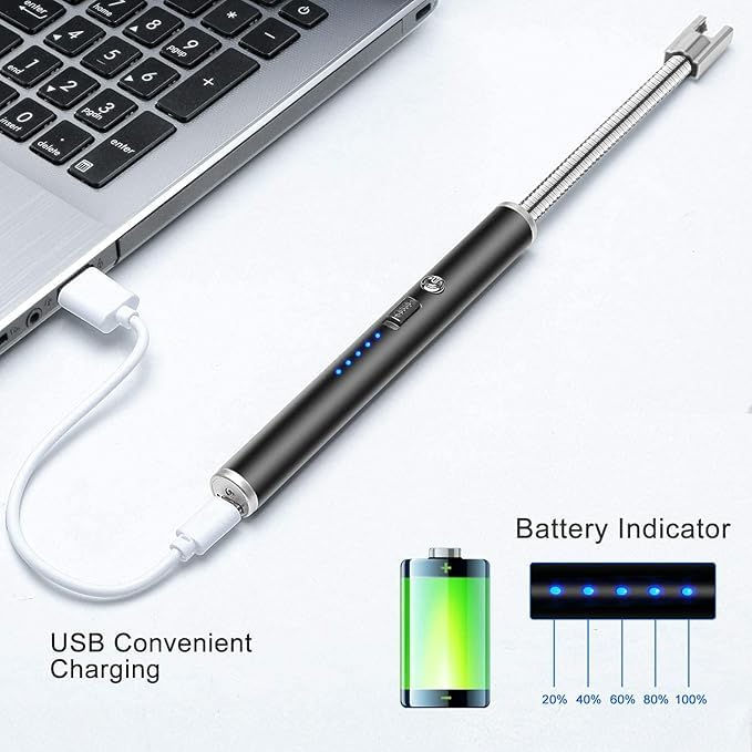 Thumbnail: Rechargeable USB Electric Gas Lighter for Candles 360° Flexible Neck Arc Lighter