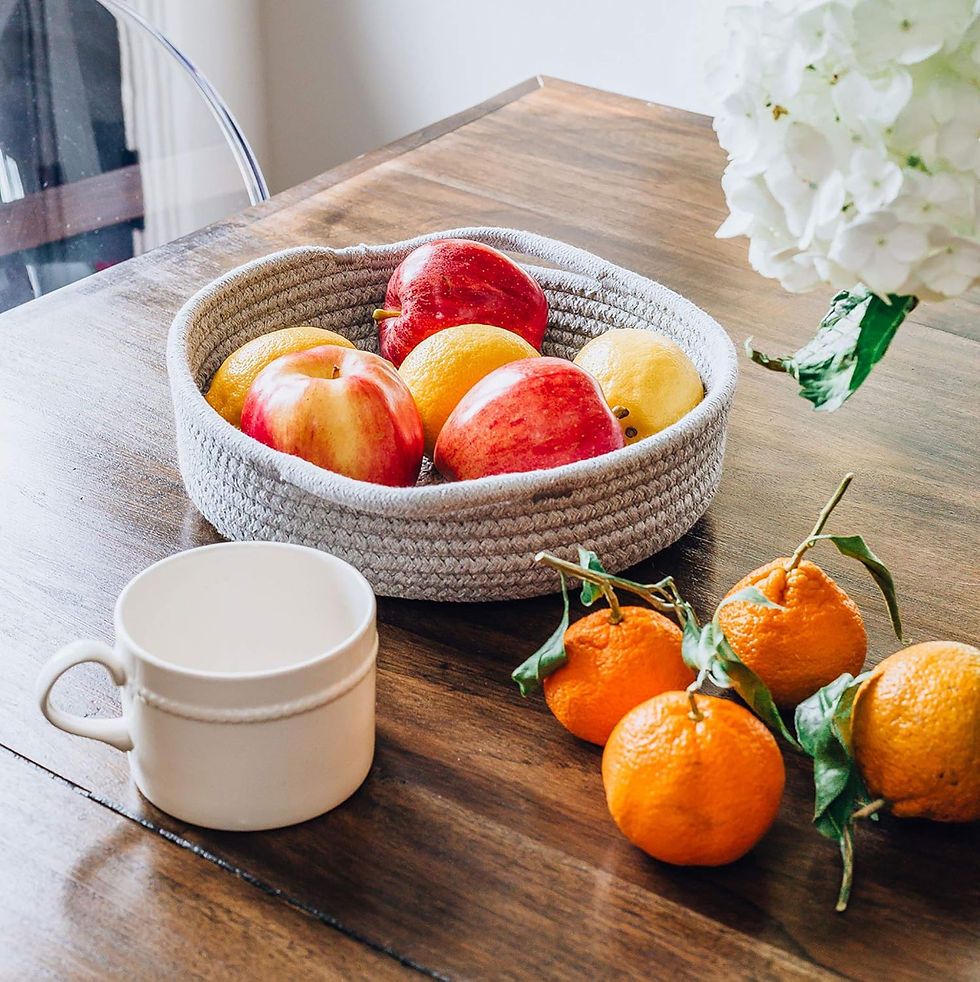 Thumbnail: Round Coiled Cotton Rope Basket Trays with Handles Living Room Bedroom pack of 2