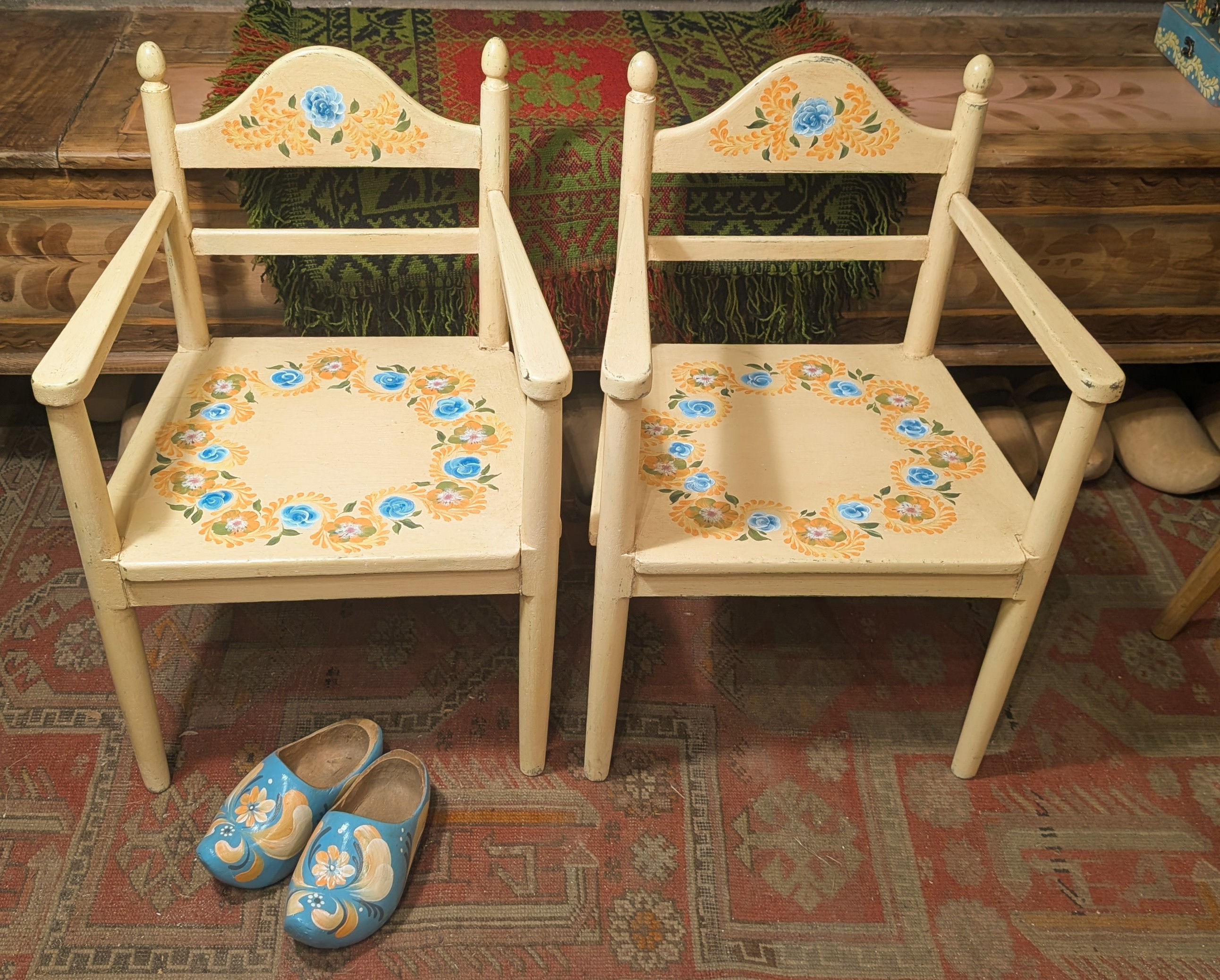 Pair of painted frech children's chairs