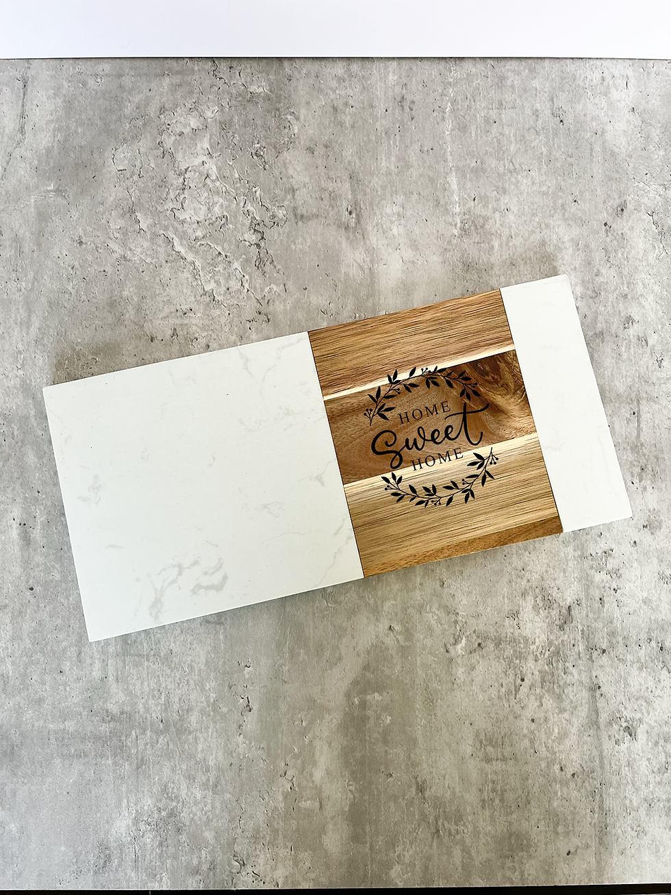 Thumbnail: Custom Closing Gift Bundle - Wine Glasses, Wood/Marble Coasters and Board
