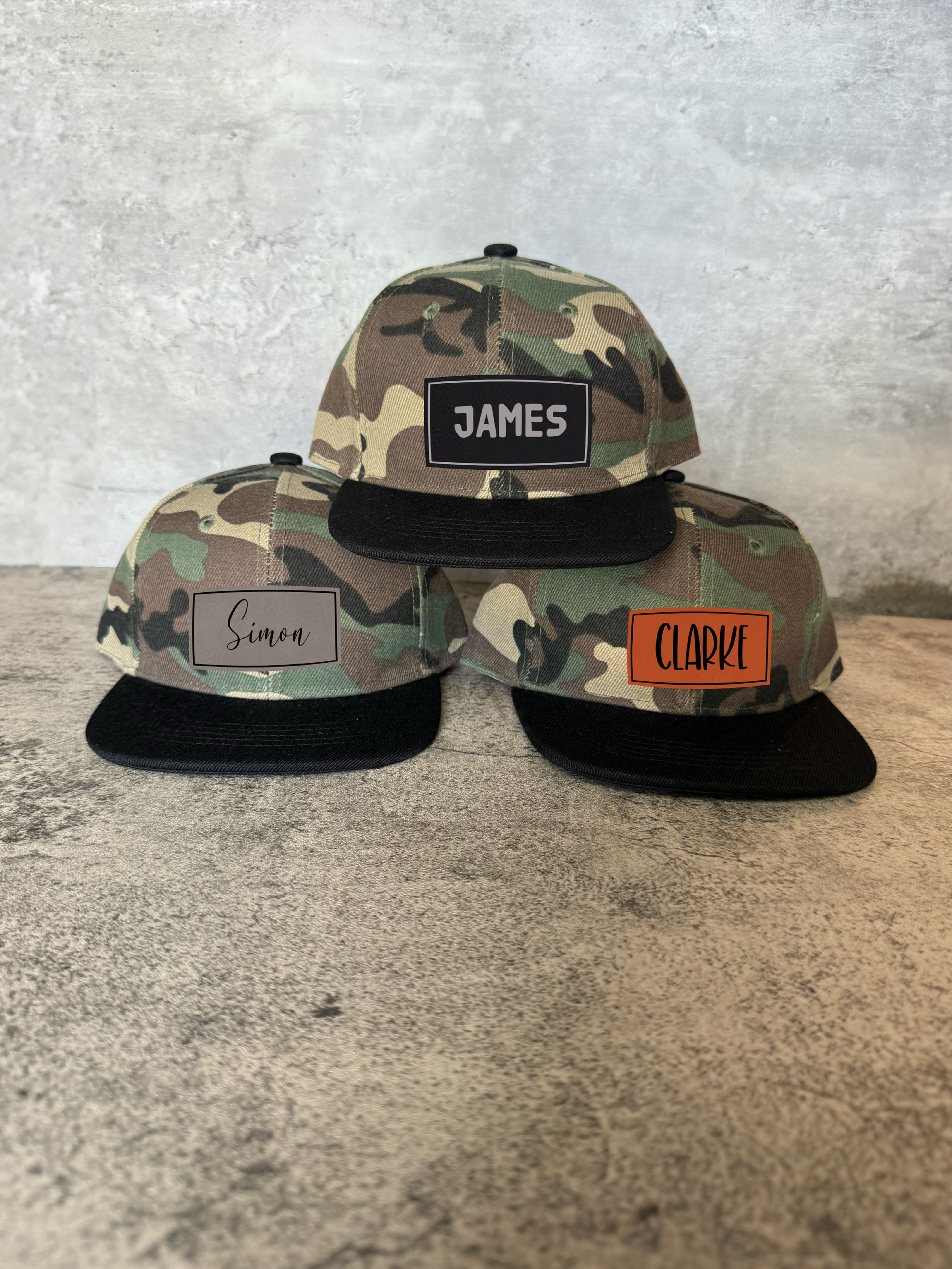 Black and Camo Custom Name Toddler Hat
