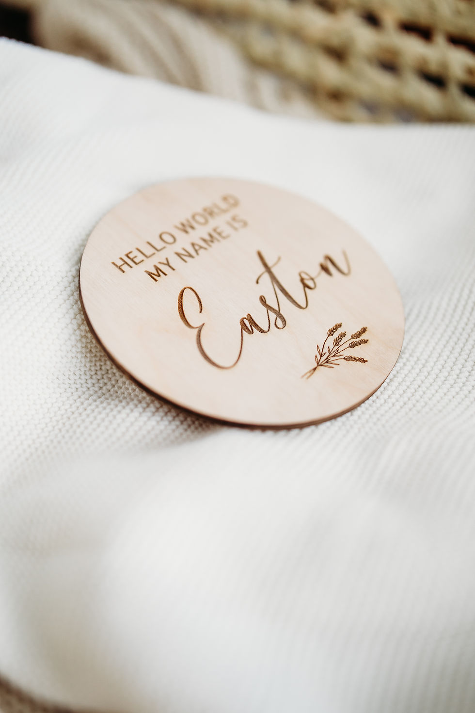 Thumbnail: Wooden Sign - Floral Hello World My Name Is - First Name