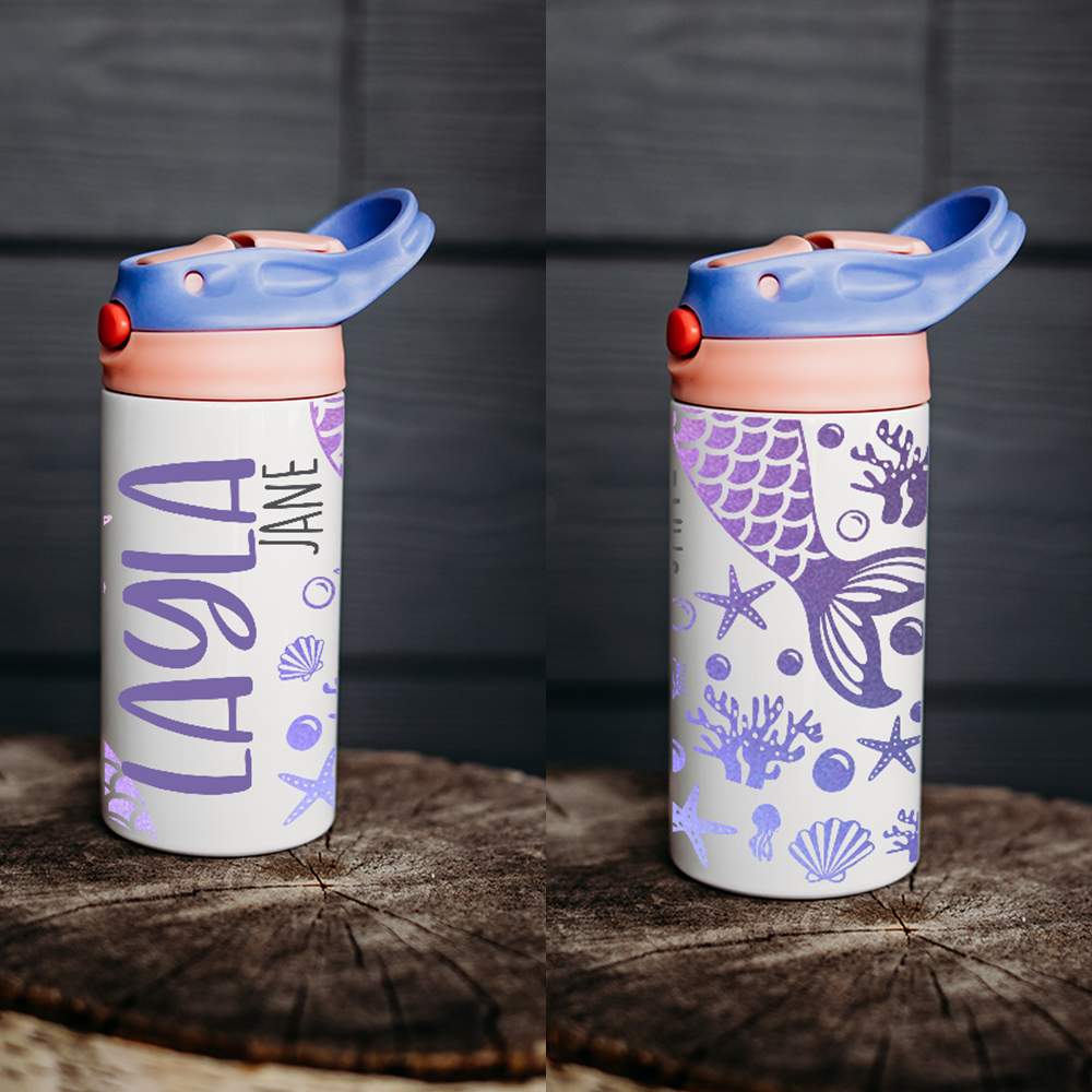 Personalized kids water bottle, mermaid