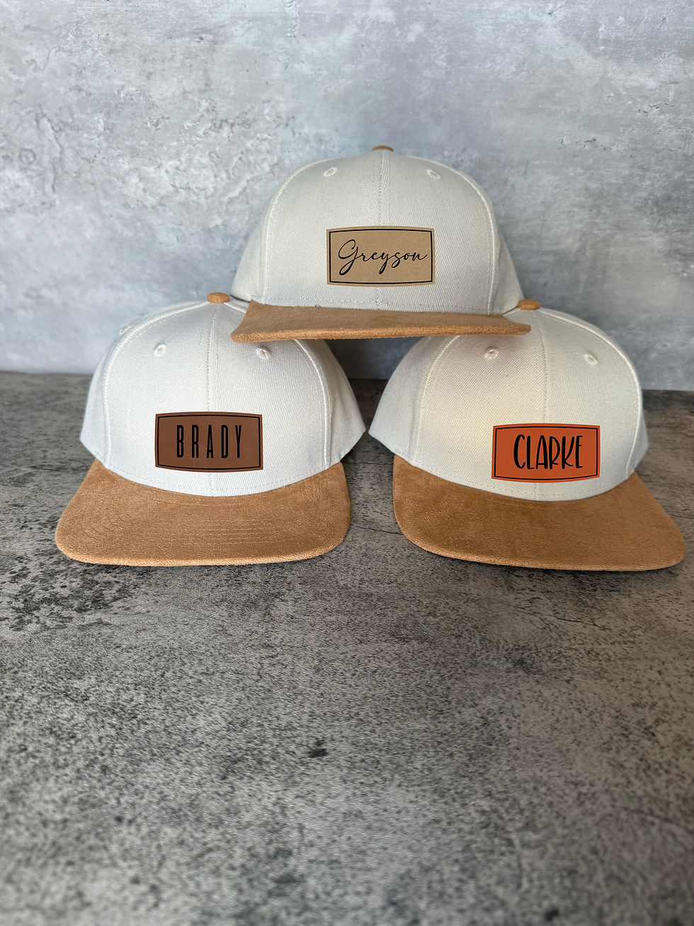 Tan Velvet Custom Name Toddler Hat