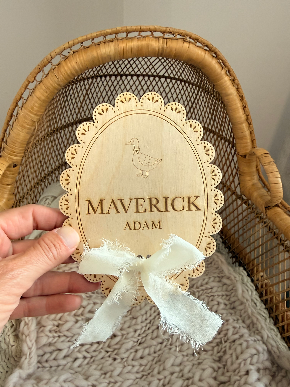 Thumbnail: Engraved Wooden Name Sign - Engraved ribbon sign
