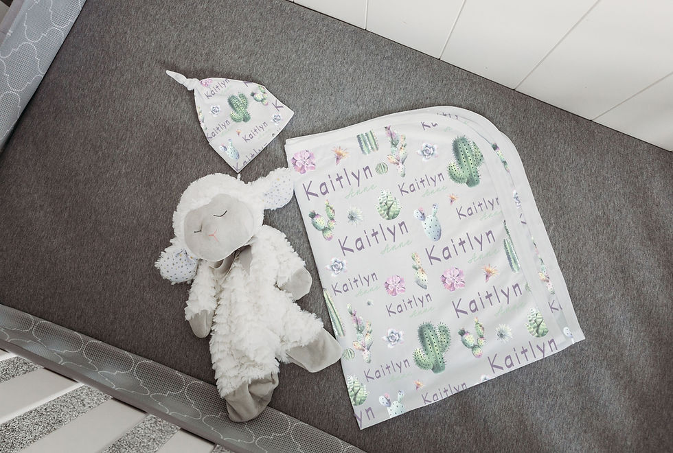 Custom Name Baby Swaddle - Floral Cactus