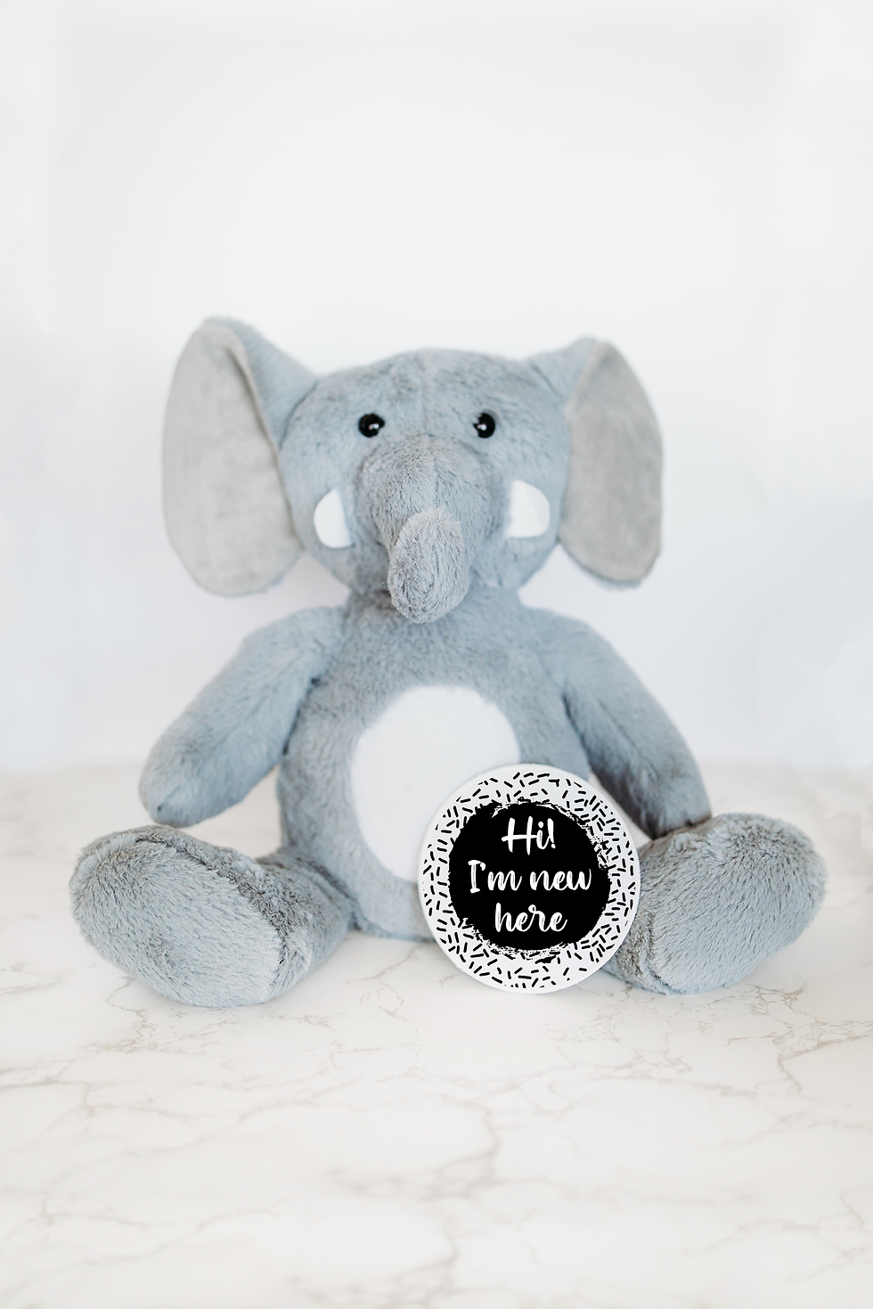 Thumbnail: Elephant Black and White Monthly Milestone Stuffed Animal