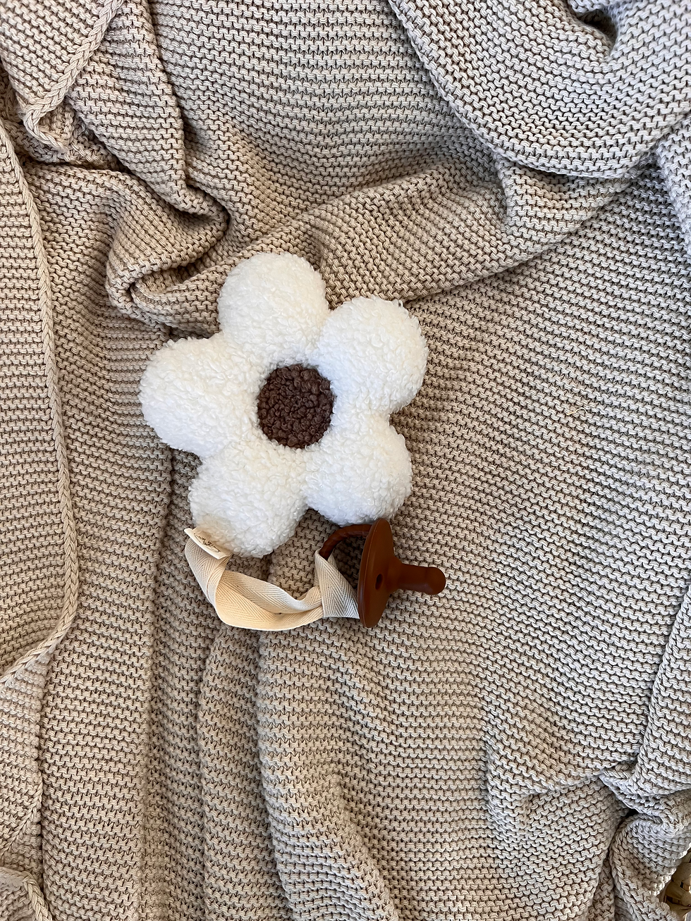 Thumbnail: Sherpa Floral Pacifier Holder - Cream